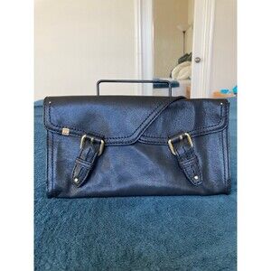Schuler & Sons Philadelphia black leather clutch gold buckles